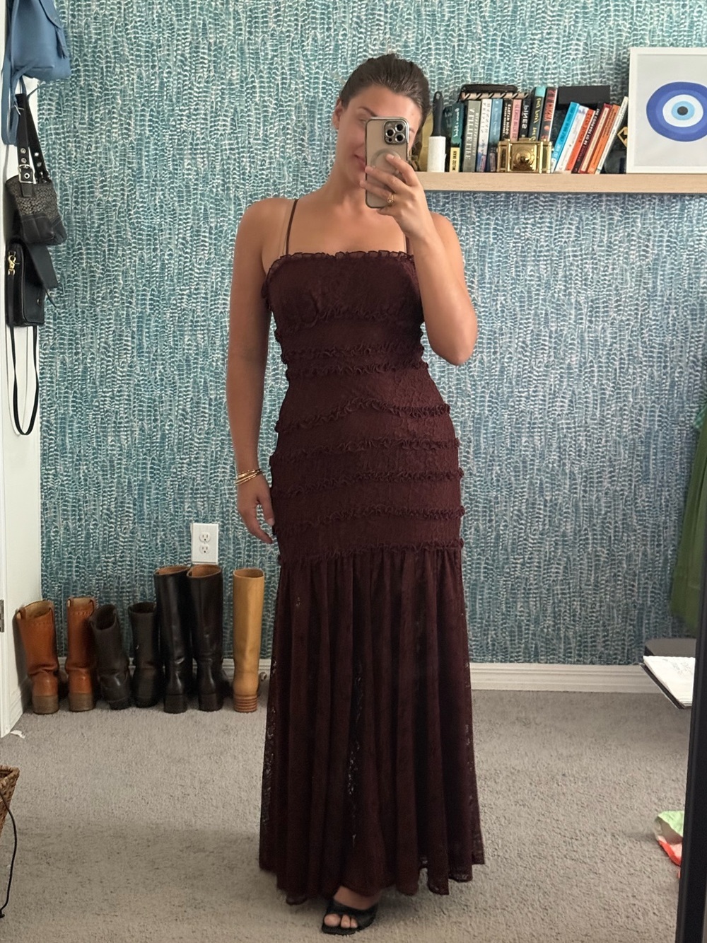 BHLDN Zoe Strappy Stretch Lace Midi Dress